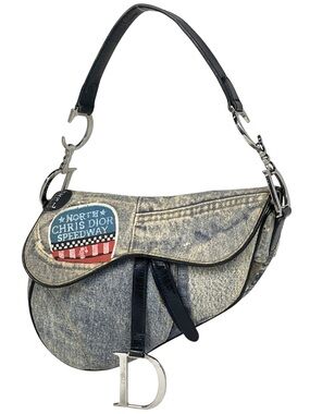 Christian Dior Limited Edition Speedway Denim Saddle Bag